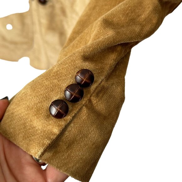 Vintage 70s Tan Corduroy Blazer 43R Elbow Patches Academiccore Jacket - Picture 4 of 10
